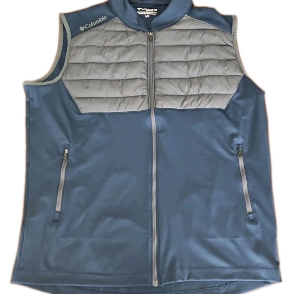 Columbia Mens Omni-Wick In The Element Full-Zip Golf Vest Blue Gray, Size Large